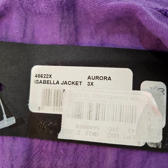 NEW Bryn Walker Isabella Aurora Gauze Top Jacket 3X Purple Cotton Tie Front Boho - Picture 8 of 15